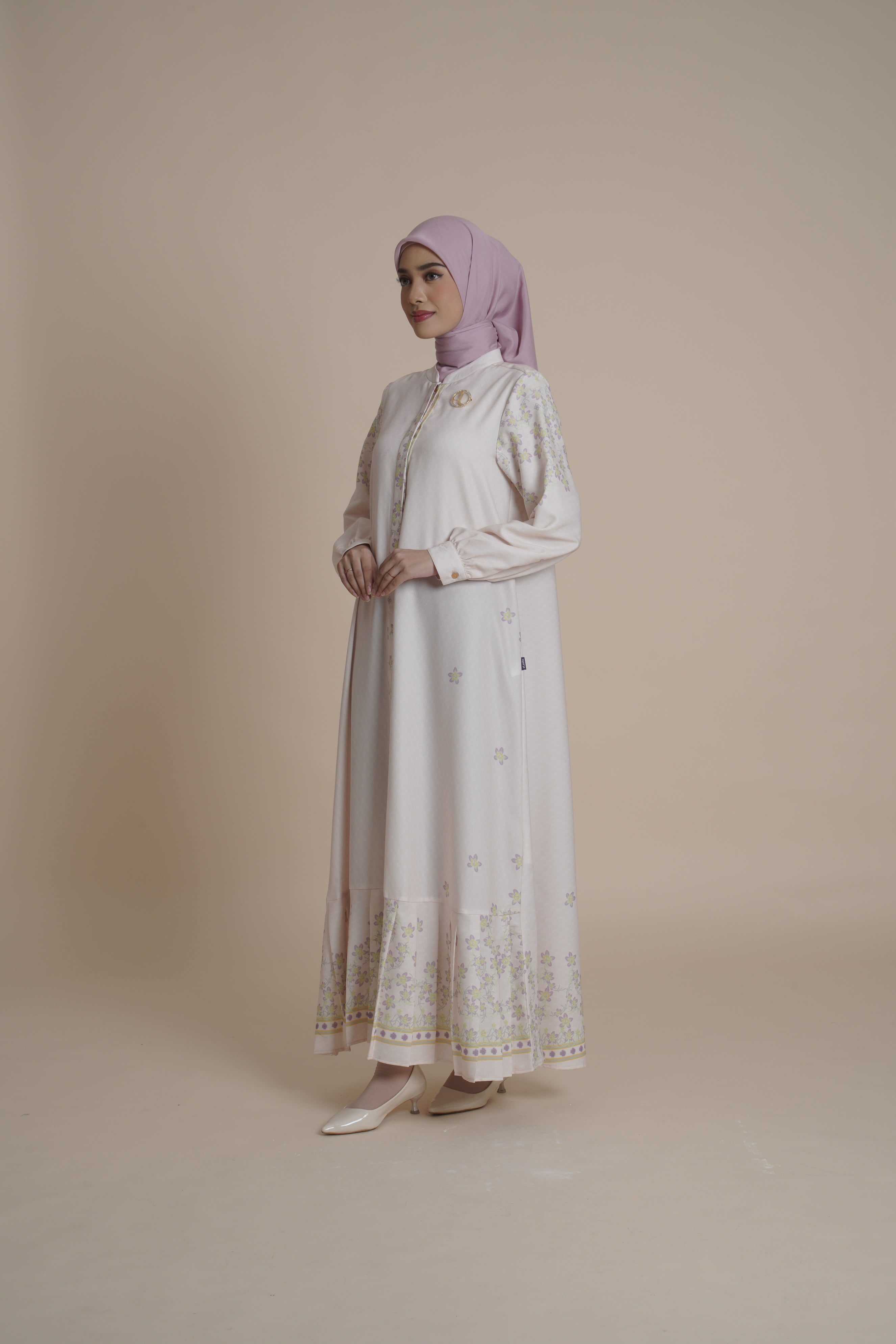 Gamis Lipit Miryam - Silver Green
