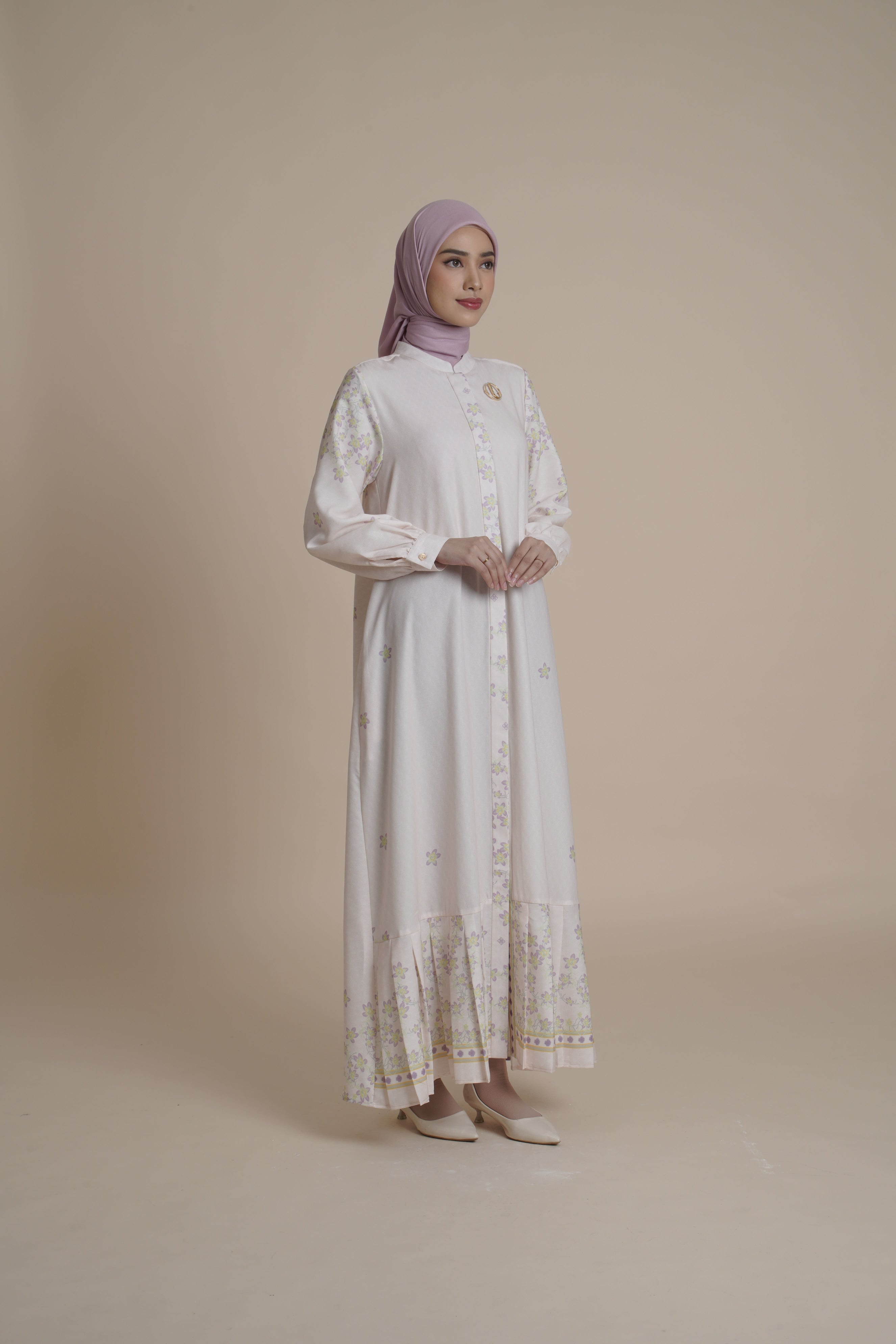 Gamis Lipit Miryam - Silver Green