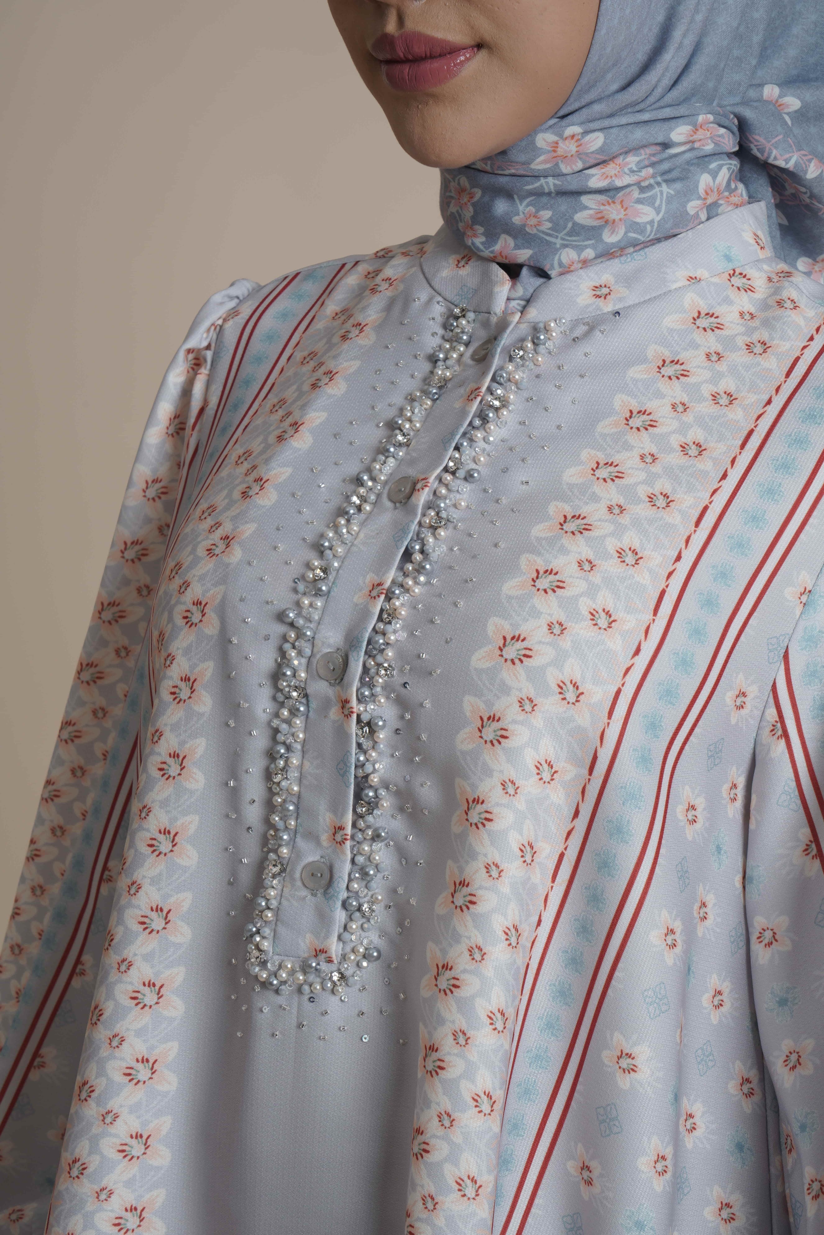 Gamis Beads Miryam - Silver Green