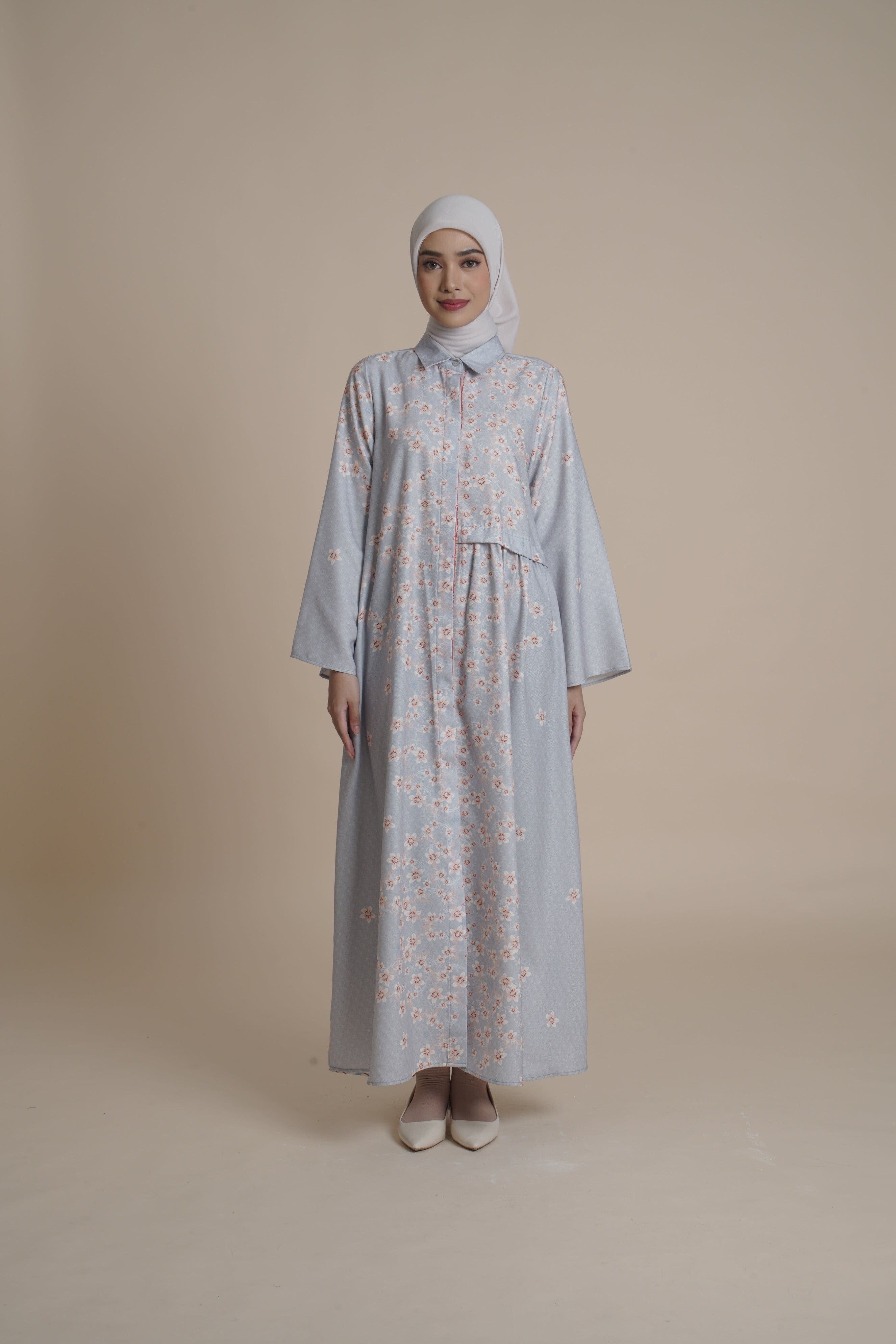 Gamis Kerut Miryam - Cream