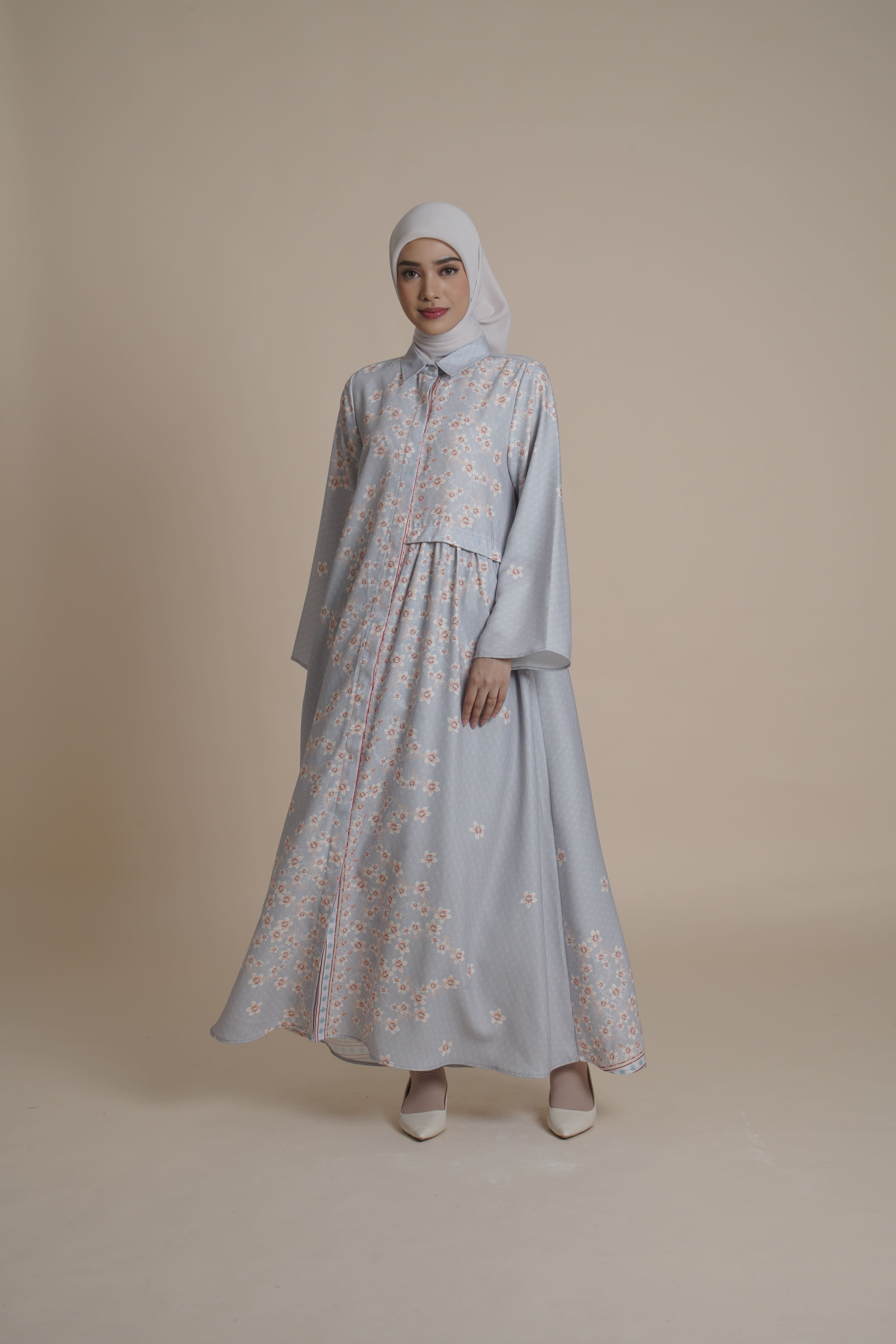 Gamis Kerut Miryam - Cream