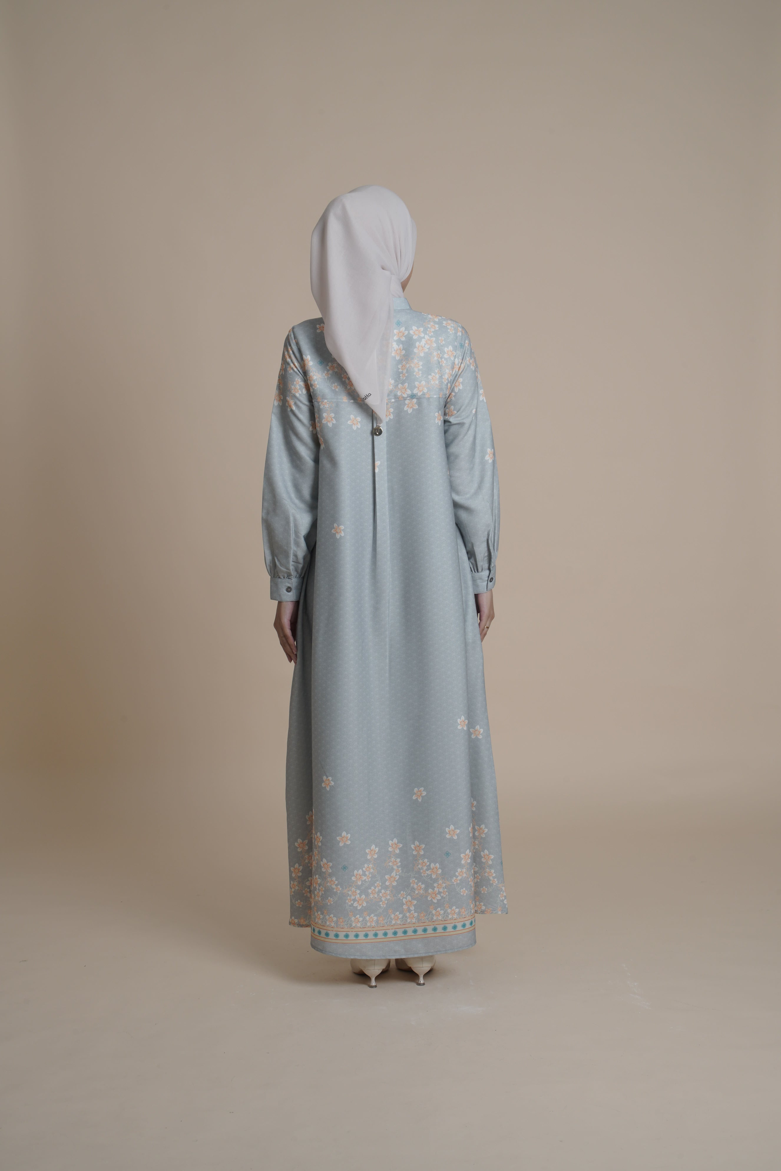 Gamis Lipit Miryam - Silver Green