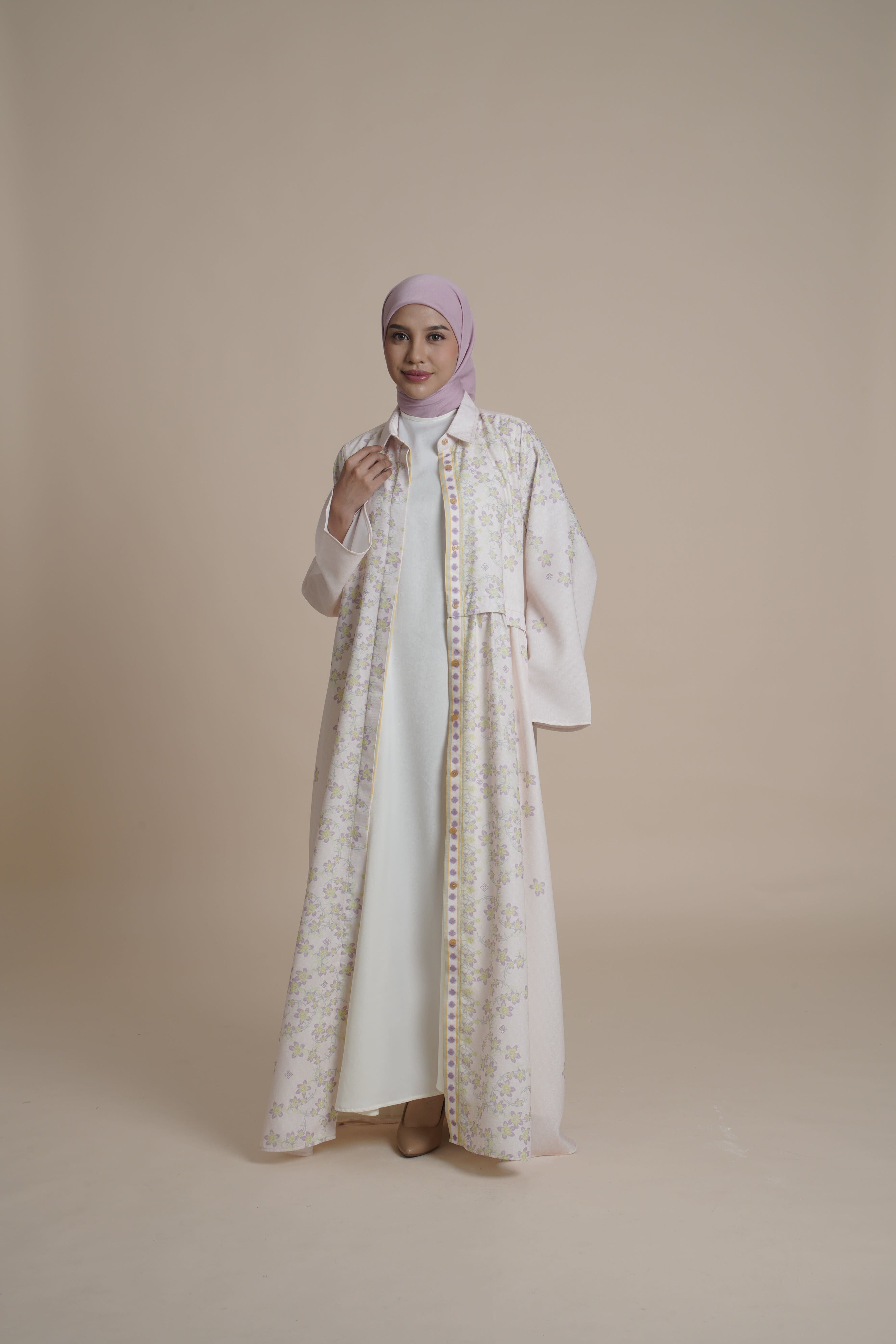 Gamis Kerut Miryam - Cream