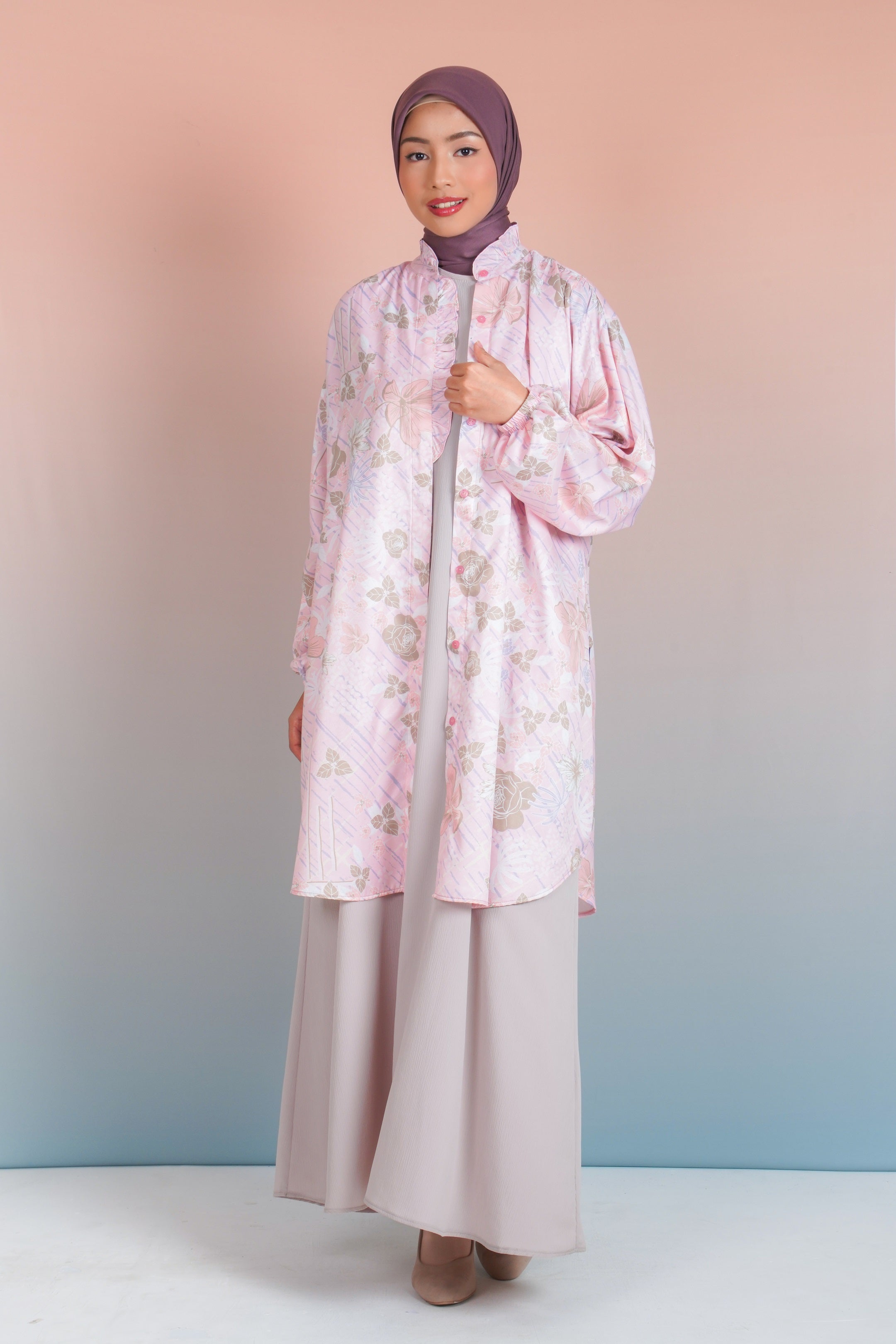 LONG TUNIK RUFFLES SAFFRON GEO