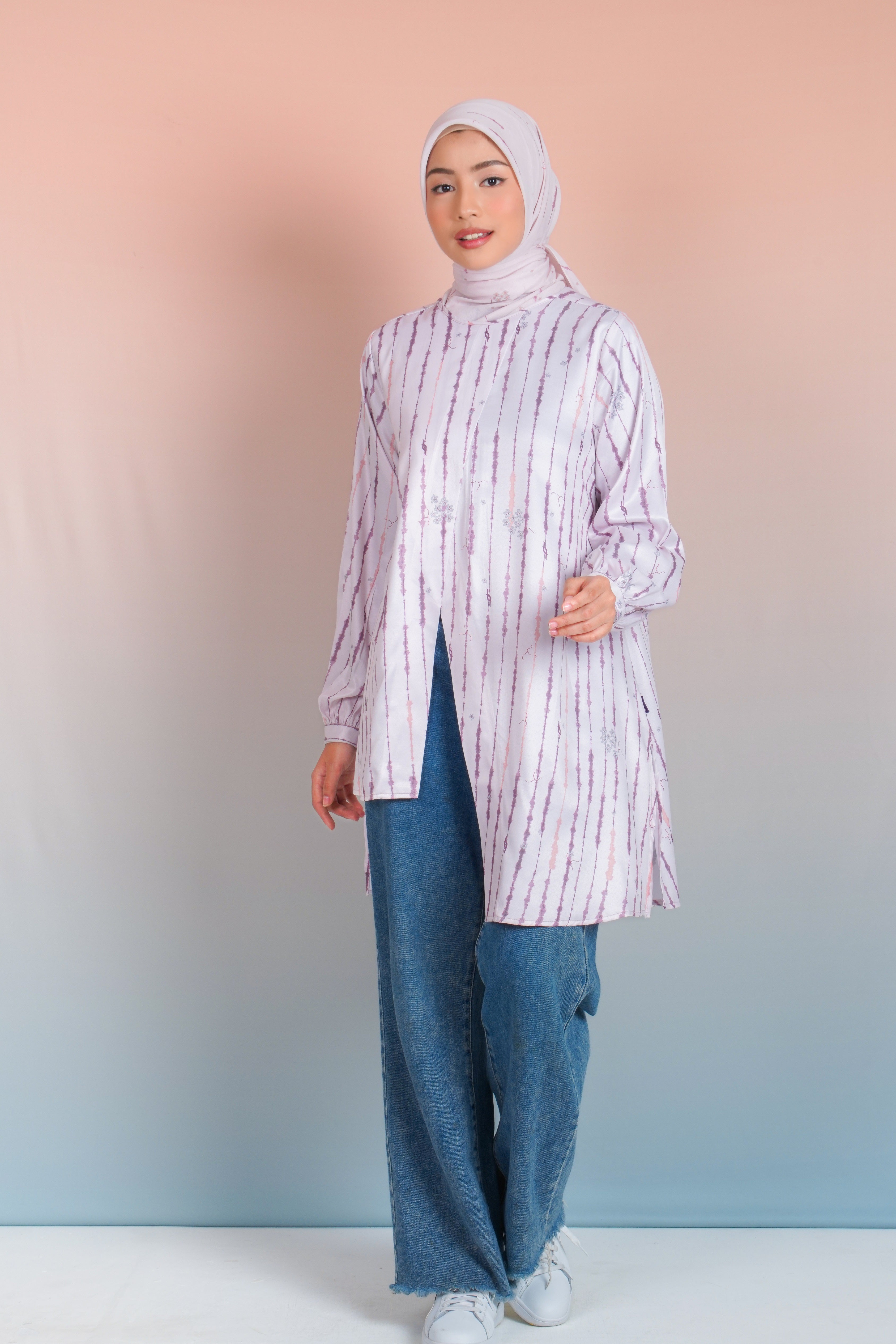 TUNIK ASIMETRIS SAFFRON SPLATTER