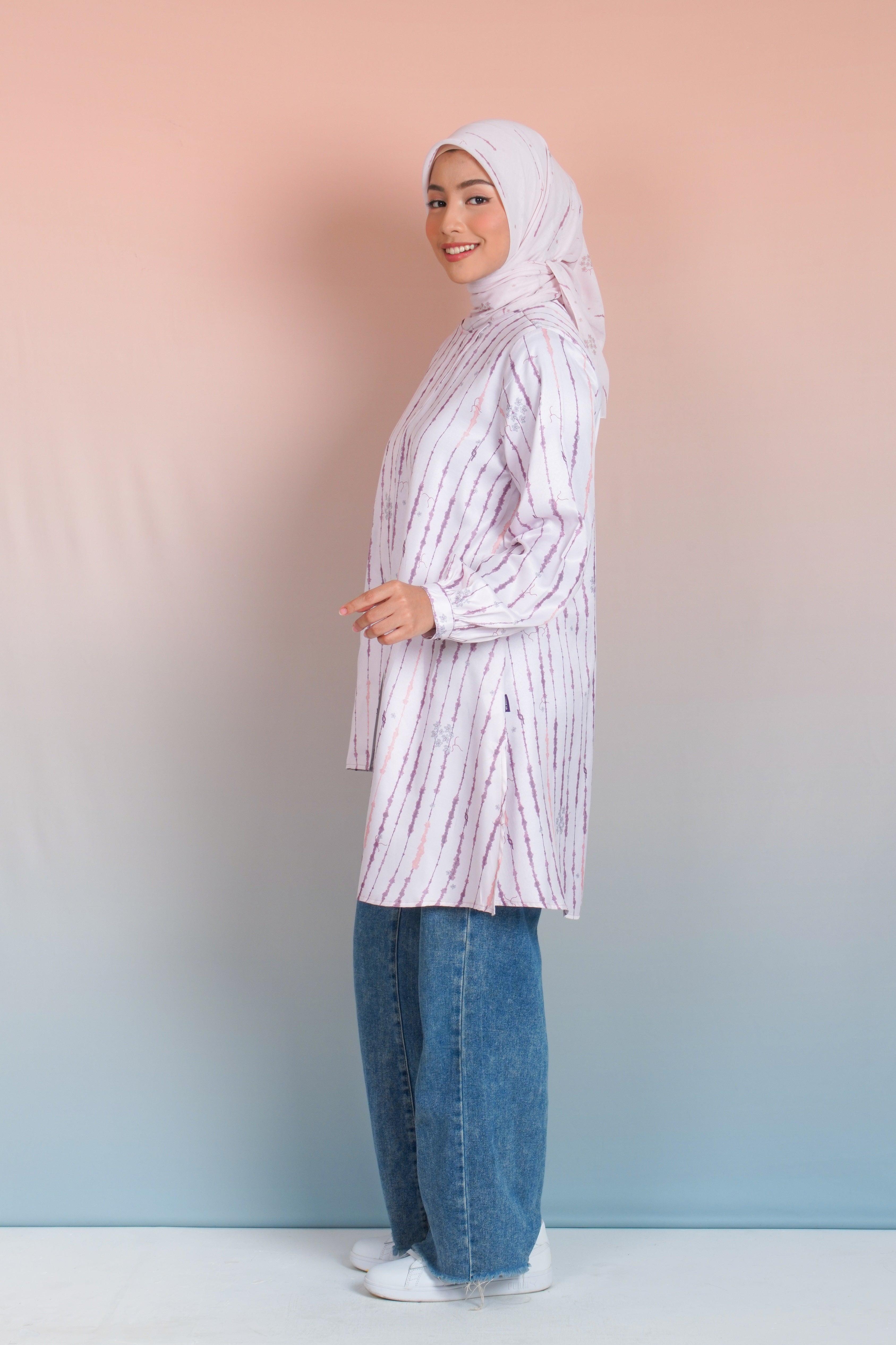 TUNIK ASIMETRIS SAFFRON SPLATTER