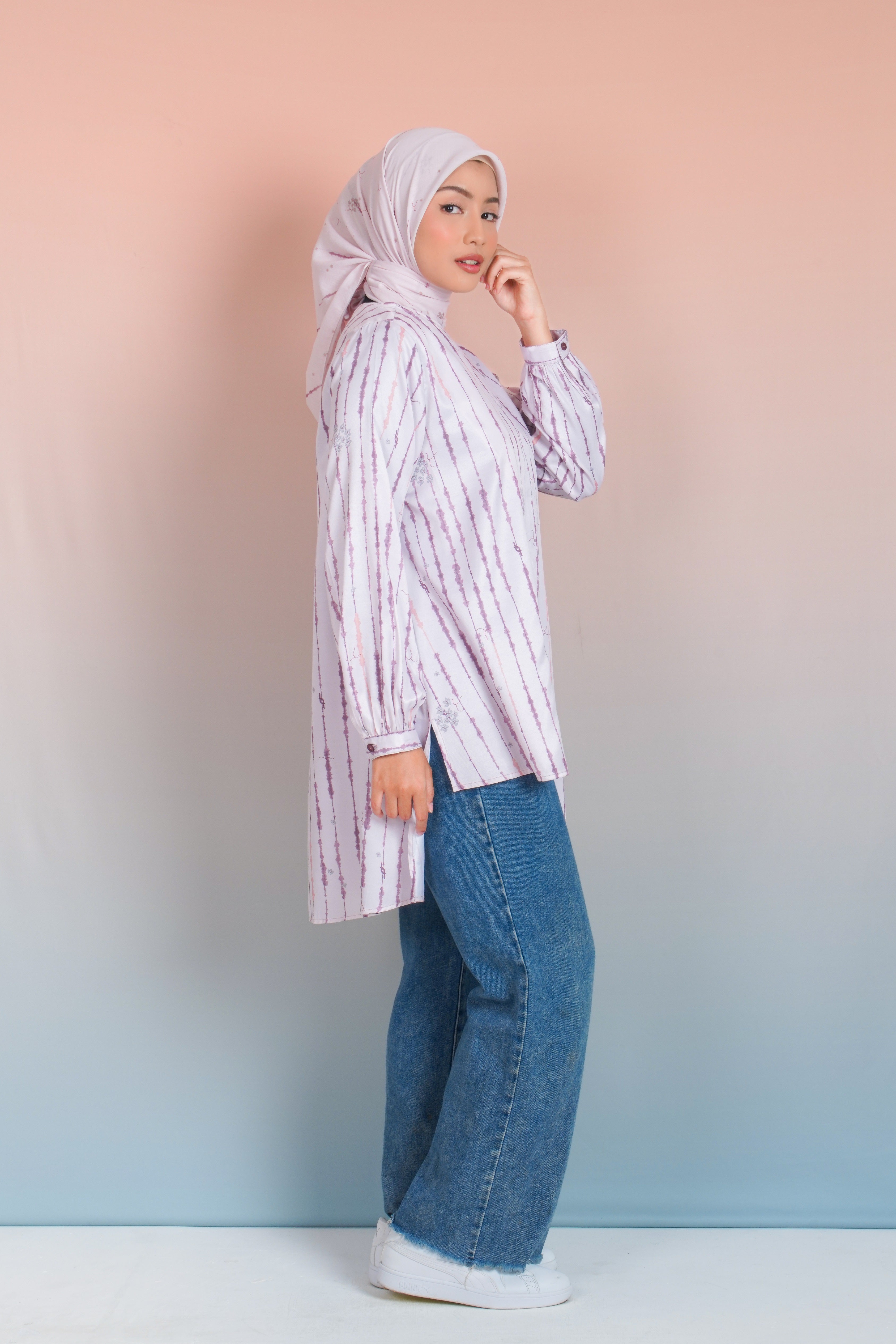 TUNIK ASIMETRIS SAFFRON SPLATTER
