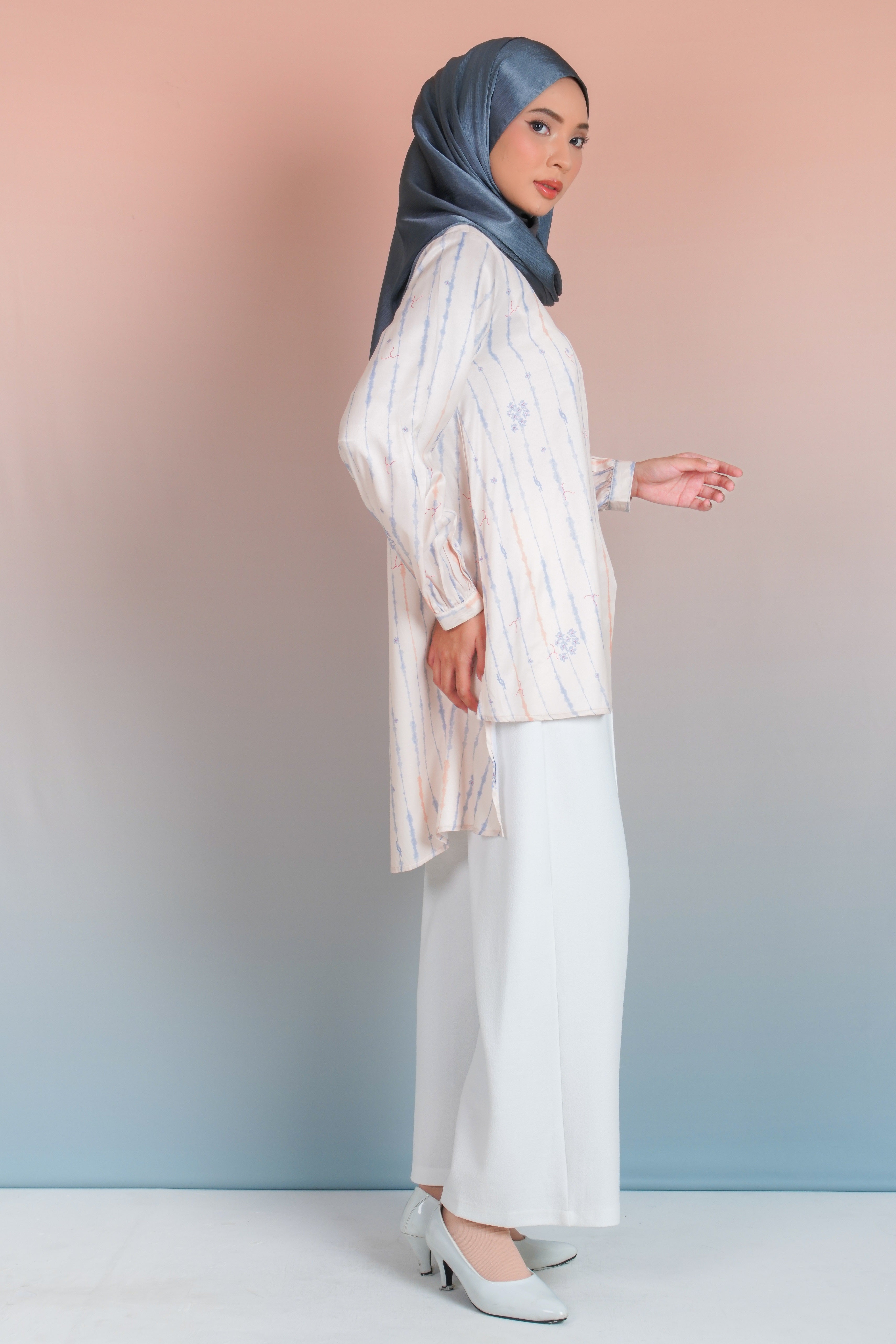 TUNIK ASIMETRIS SAFFRON SPLATTER