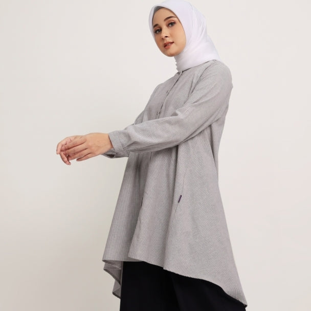 Elzatta Tunik Katun Stripe - Grey