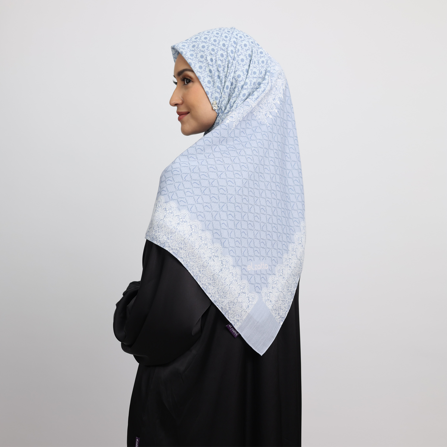 Elzatta Hijab Kanara Lace Granada - Dusty Blue