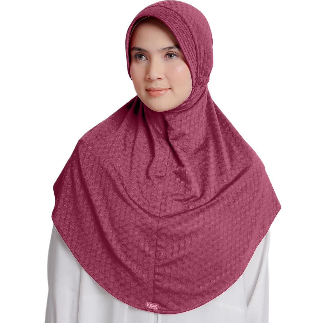 Elzatta Jilbab Instan Sahara Texture Oval - Dusty Pink