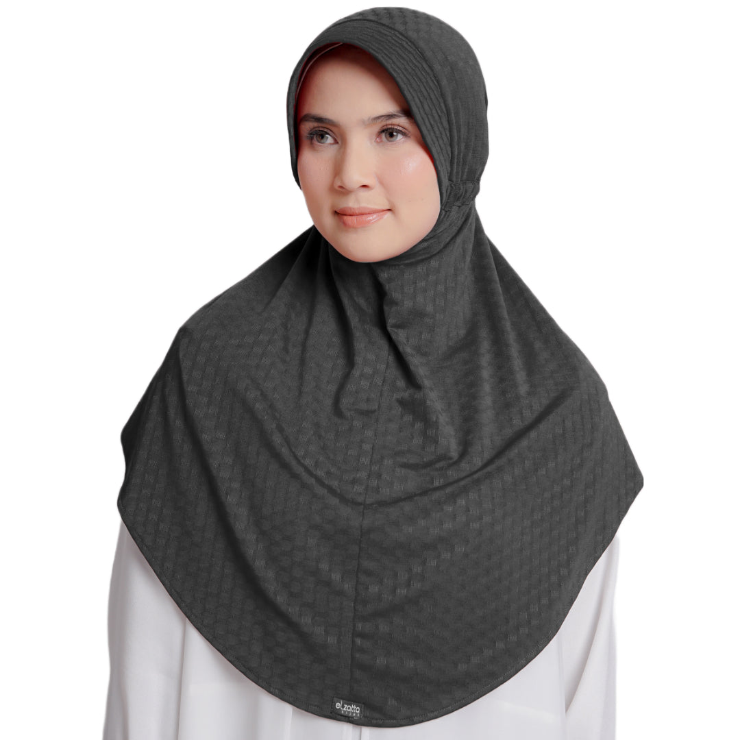 Elzatta Jilbab Instan Sahara Texture Oval - Hitam