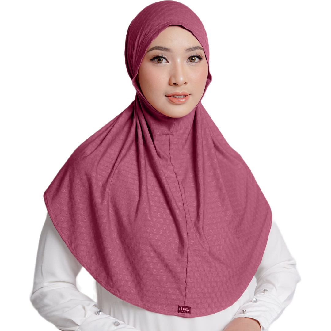 Elzatta Jilbab Instan Sabelya Texture Oval - Dusty Pink