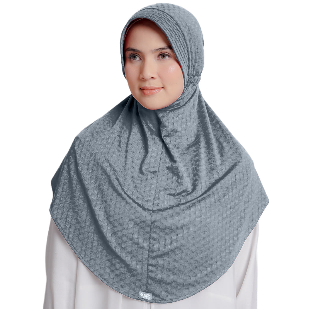 Elzatta Jilbab Instan Sahara Texture Oval - Silver Grey
