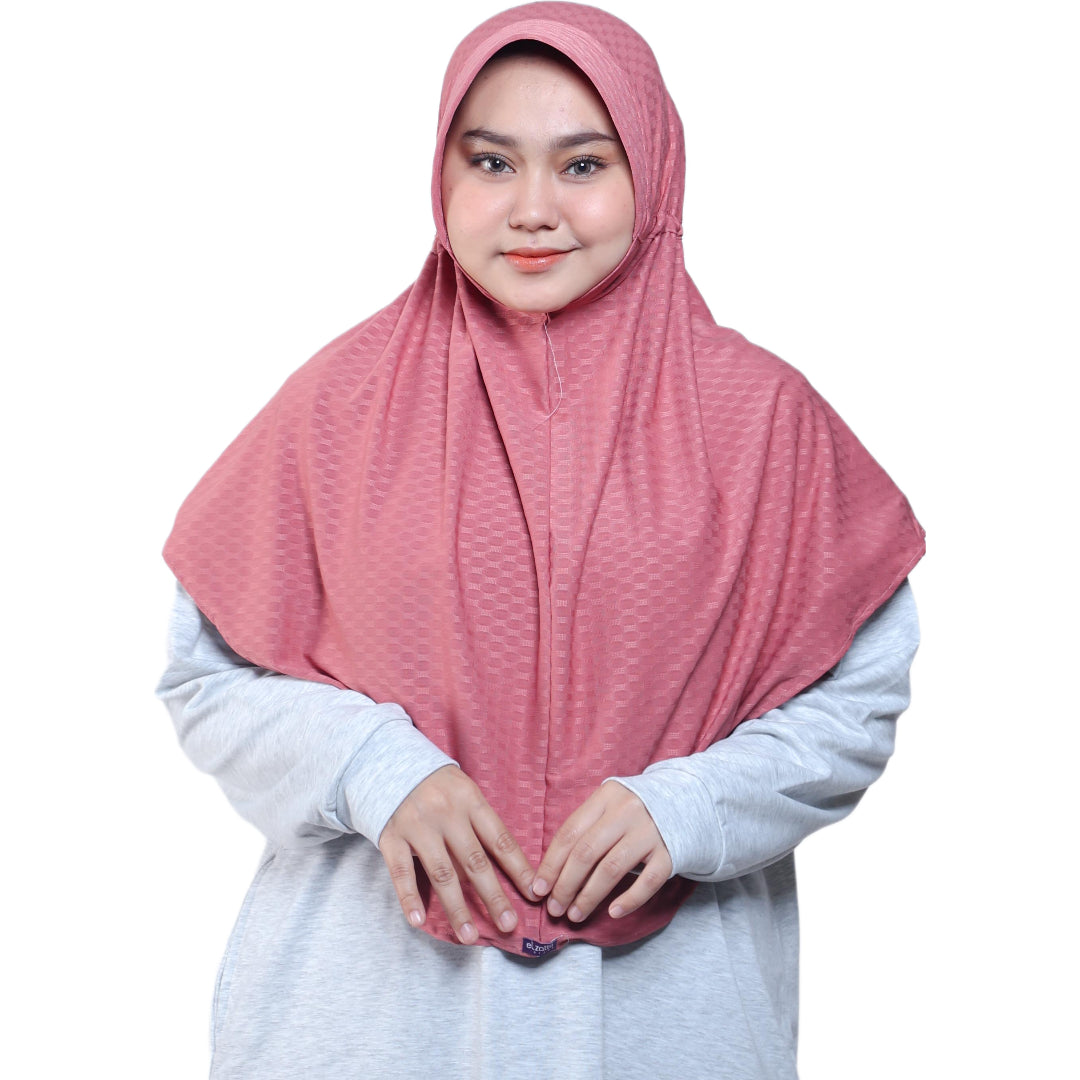 Elzatta Jilbab Instan Sahara L Texture Oval - Dusty Pink