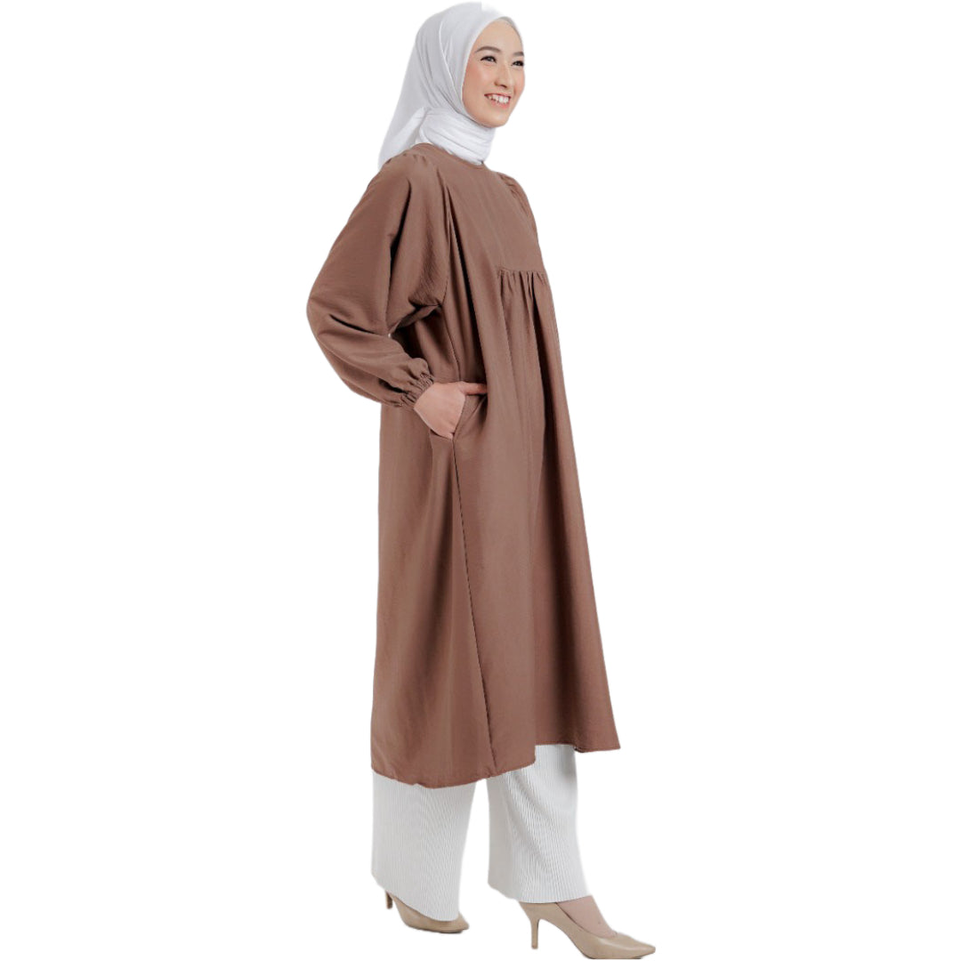 Elzatta Cuff Midi Dress Airflow - Tobaco Brown